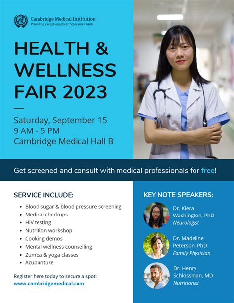Health Fair Flyer Template Free Blue Health Fair Poster Template | Health fair, Blue health, Health